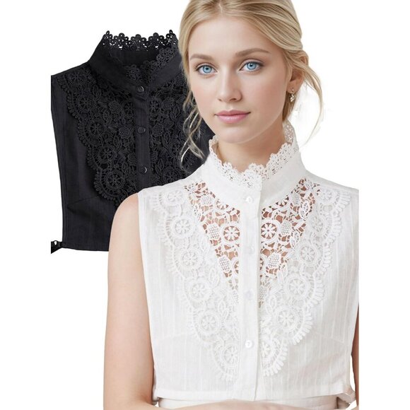 Tops - Detachable Jacquard Fabric Fake Collar for Women Adjustable Blouses Dresses
